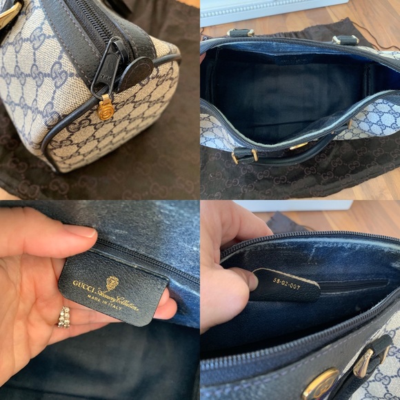 SOLD 🚫 Gucci Navy Boston Speedy Monogram Handbag - Picture 8 of 8